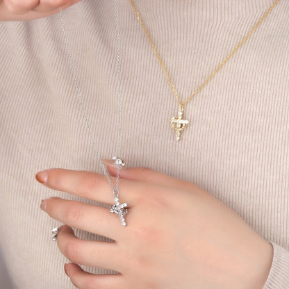 Christian Crown Cross Necklace – Non-Fading Titanium Steel Pendant Chain Gift