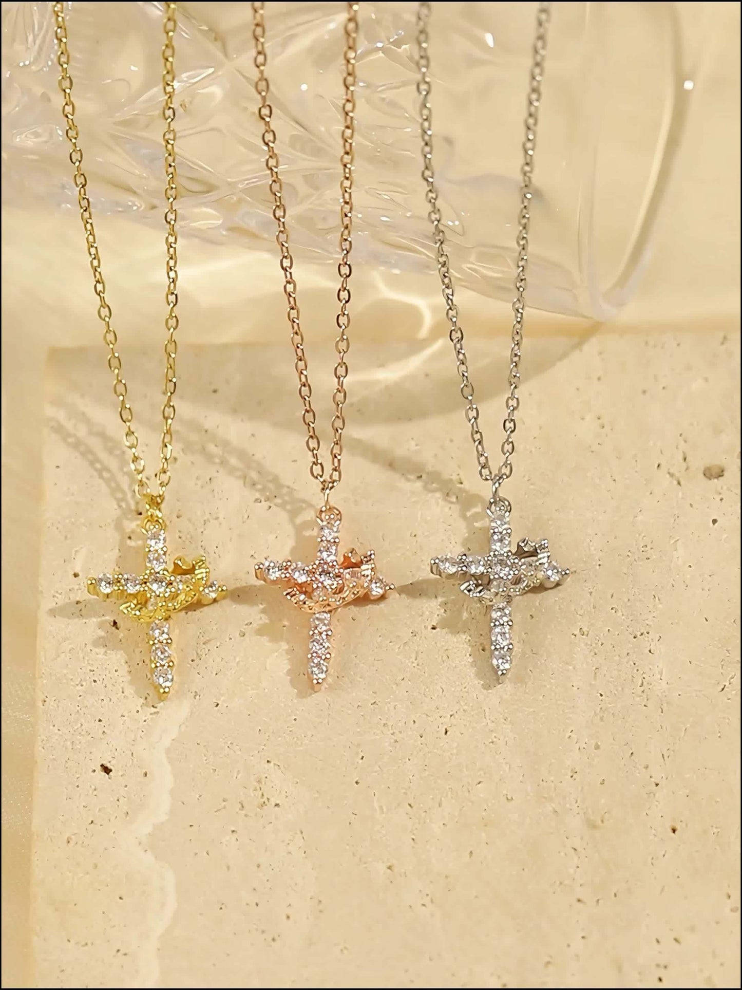 Christian Crown Cross Necklace – Non-Fading Titanium Steel Pendant Chain Gift