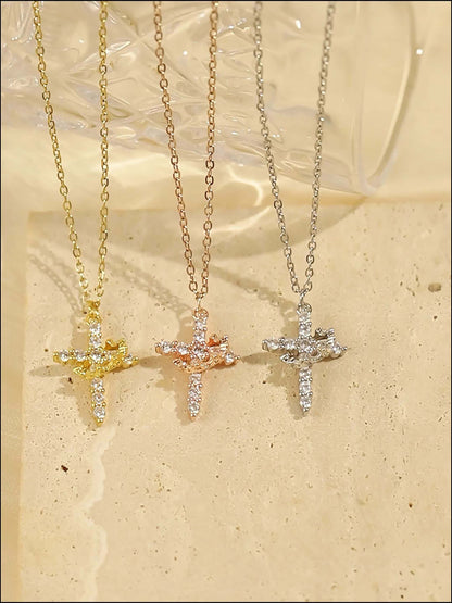 Christian Crown Cross Necklace – Non-Fading Titanium Steel Pendant Chain Gift