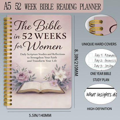 52-Week Bible Reading Planner for Women – Daily Scripture & Faith Reflection Journal