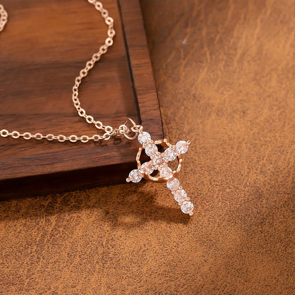 Christian Crown Cross Necklace – Non-Fading Titanium Steel Pendant Chain Gift