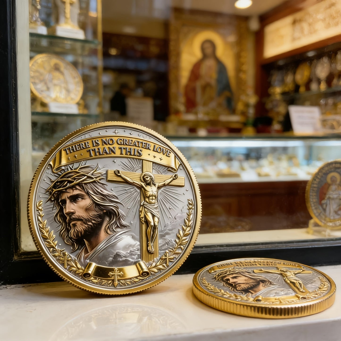 Love Faith Keepsake Coin – Meaningful Christian Gift for Easter, Church History & Home Display