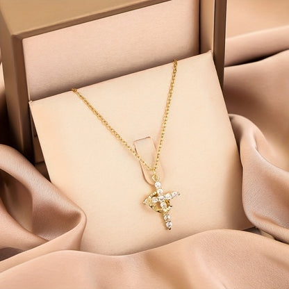 Christian Crown Cross Necklace – Non-Fading Titanium Steel Pendant Chain Gift
