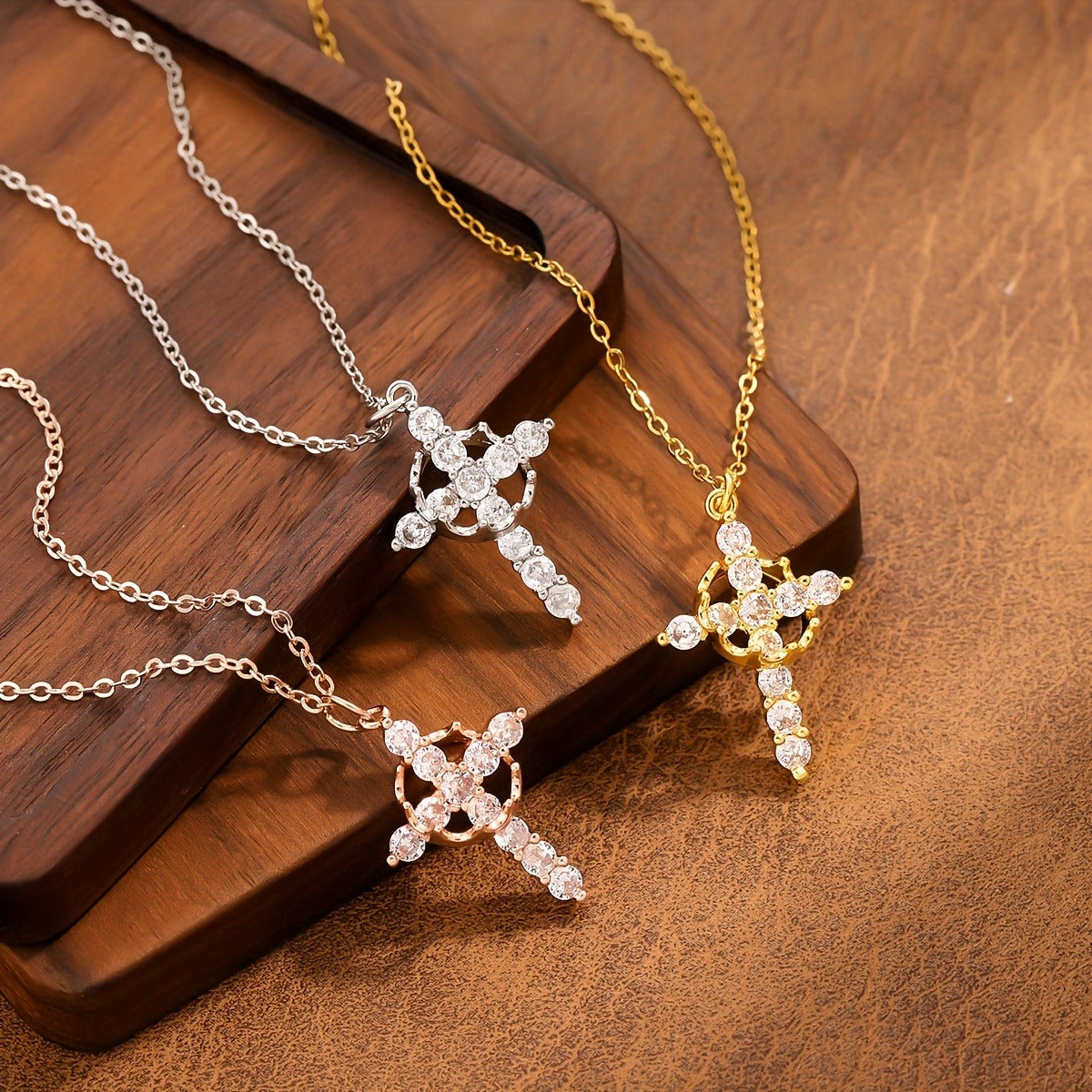 Christian Crown Cross Necklace – Non-Fading Titanium Steel Pendant Chain Gift