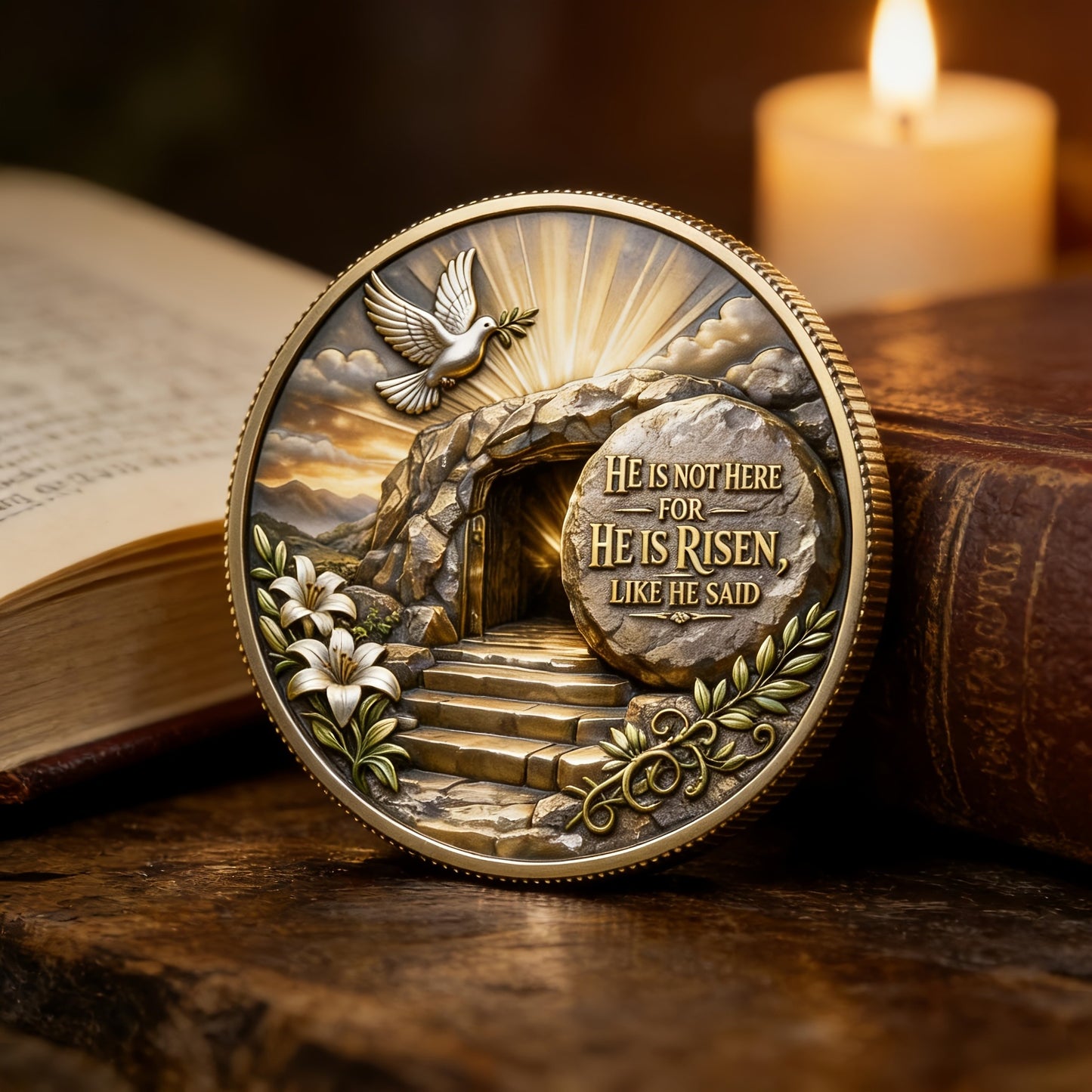Love Faith Keepsake Coin – Meaningful Christian Gift for Easter, Church History & Home Display