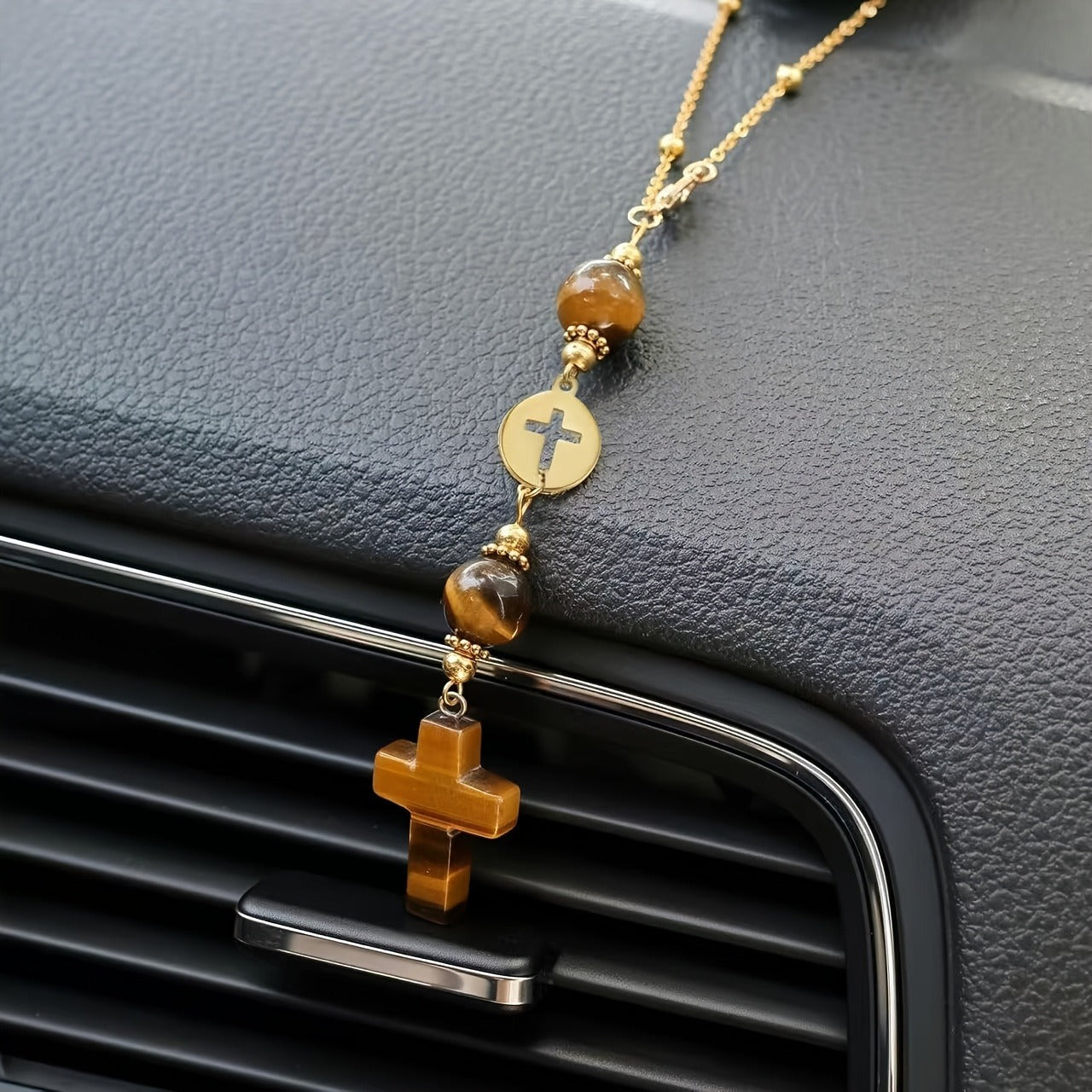 Christian Cross Crystal Car Charm – Boho Sun Catcher Rearview Mirror Ornament Gift
