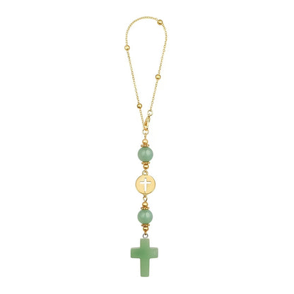 Christian Cross Crystal Car Charm – Boho Sun Catcher Rearview Mirror Ornament Gift