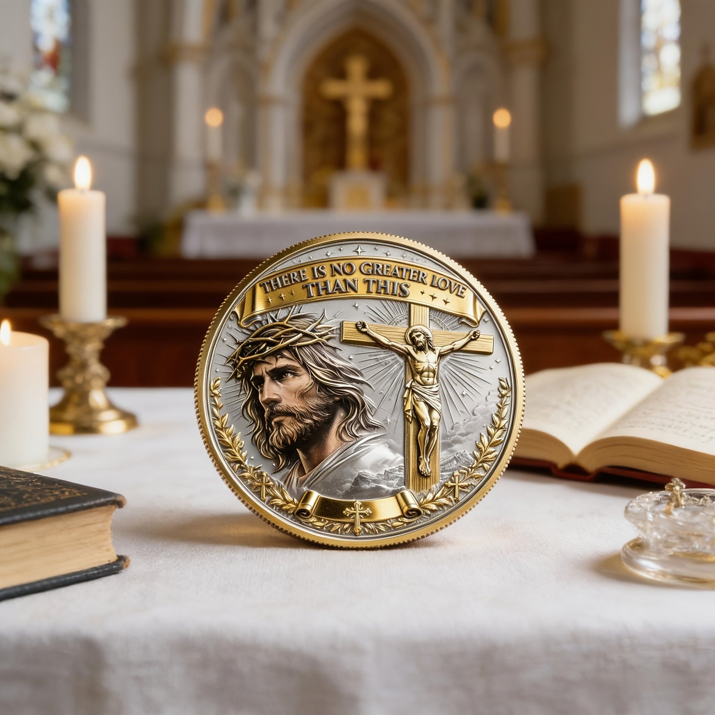 Love Faith Keepsake Coin – Meaningful Christian Gift for Easter, Church History & Home Display