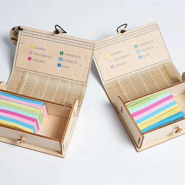 Handmade Wooden Bible Verse Cards Box (150 pcs)  for Emotions and Feelings, Christian Gift for Women Men, Graduation Gift, Inspirational Bible Gifts