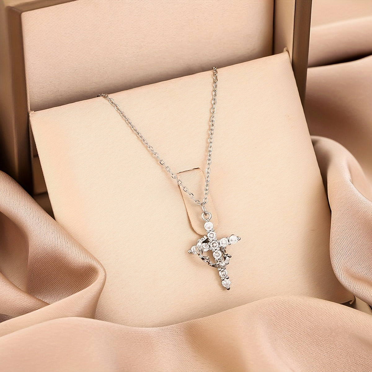 Christian Crown Cross Necklace – Non-Fading Titanium Steel Pendant Chain Gift