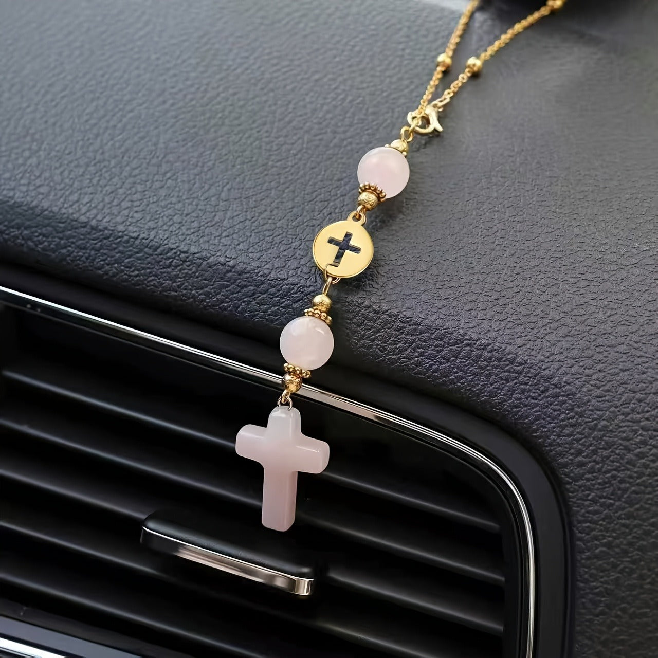 Christian Cross Crystal Car Charm – Boho Sun Catcher Rearview Mirror Ornament Gift