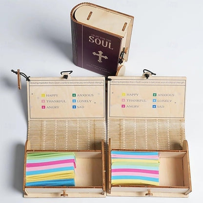 Handmade Wooden Bible Verse Cards Box (150 pcs)  for Emotions and Feelings, Christian Gift for Women Men, Graduation Gift, Inspirational Bible Gifts