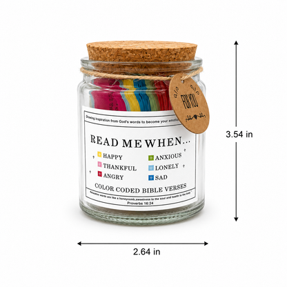 Bible Verse Jar Gift Set – 96 Color-Coded Scripture Cards for Every Emotion