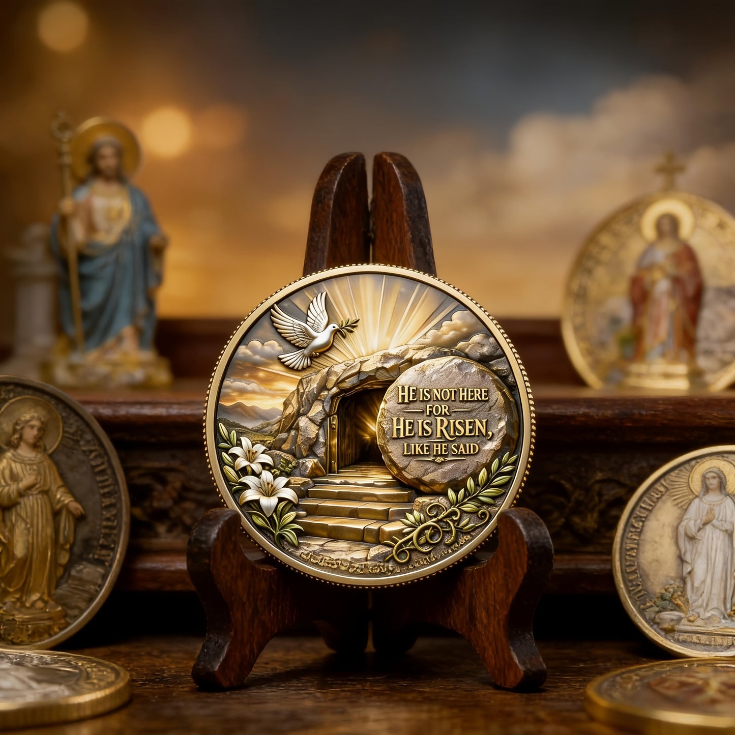 Love Faith Keepsake Coin – Meaningful Christian Gift for Easter, Church History & Home Display